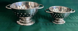 2 Mini Stainless Colanders Strainers Footed w Handles 2.5&quot; &amp; 1 3/4&quot; Unma... - $14.84