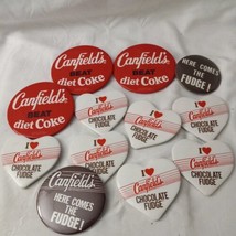 Lot of 13 Canfield Beat Diet Coke Coca Cola and Canfield Fudge Pin Stick Button - £19.44 GBP