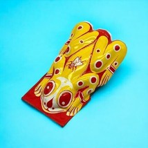 VTG Tin Litho Toy 3&quot; Frog Noisemaker Clicker Clacker Yellow &amp; Red w/Fly ... - $9.38