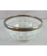 Vintage Decorative Waterford Design Pressed Glass W/ Silver Plate Bowl - $942.30 MXN
