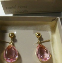 Vintage AVON Pastel Drop Clip Earrings Pink 1.25&quot; Long - $18.80