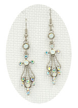 Fabulous New White Clear AB Crystal Angel Cross Dangle Drop Pierced Earrings - $9,999.00