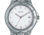 Bulova 96B21 Men&#39;s White Dial Date Dress Silver Tone Quartz Watch - £91.41 GBP