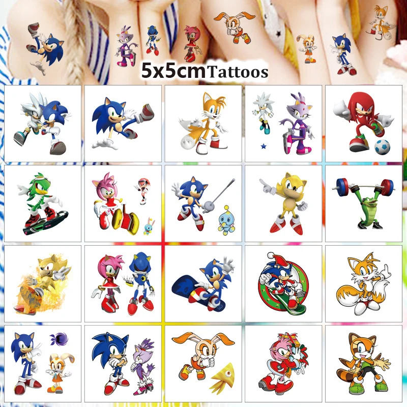 Sonic Birthday Party Supplies Temporary Tattoos Party Favors Fake Tattoos - £8.70 GBP+