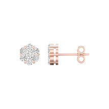 1/2 Ct TDW Diamond 10K Rose Gold Flowerburst Stud Earrings - £282.49 GBP