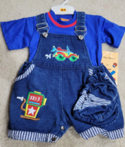 90s VTG Allura Creations 2 Piece Baby Size 18M Overalls Made in HONG KONG - £26.63 GBP