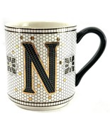 Anthropologie Gold Black Margot Mosaic Tile Letter N Initial Monogram Co... - $19.95