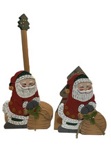 Vtg Hand Painted ~Matching Santa Claus Paper Towel &amp; Napkin Holder Christmas Tre - £18.21 GBP