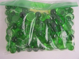 GREEN Color Glass Gems Mixed Bag Pebbles Stones Flat Marbles Vase Accents Craft - £11.60 GBP
