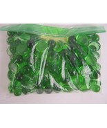 GREEN Color Glass Gems Mixed Bag Pebbles Stones Flat Marbles Vase Accent... - £11.67 GBP
