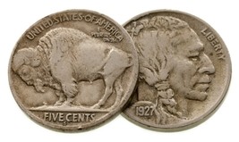 1925-S &amp; 1927-S 5c Buffalo Nickel Lot of 2 Coins in Very Fine VF Condition - £76.62 GBP