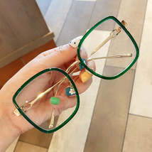  HIKULITY - Original Oversized alloy square clear glasses for women vint... - £55.82 GBP