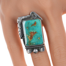 sz6.5 Chief Wolf Robe Hunt (1905-1977) Acoma silver and turquoise ring - £368.50 GBP