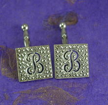 Marcasite Initialed B Cufflinks Vintage Sterling Silver 8.6 Grams Fine Men&#39;s Acc - £137.48 GBP