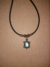 Turtle Choker Necklace with Gem, 19 inches, Hook and Eye Clasp - £7.91 GBP