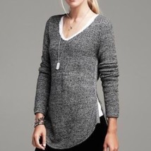 Banana Republic Black Gray marled marbled sweater Women’s Large Zippered... - $37.62