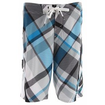 Men's O'neill Lopez Freak Plaid Board Shorts Swim Suit White/Blue/Black New $65 - $39.99