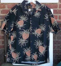 Pineapples on Black Size Large Hawaiian Reserve Collection Shirt Made in... - $29.39