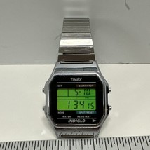 Timex Indiglo 739 G2 Men Silver Stainless Steel Digital Quartz Watch - £12.71 GBP