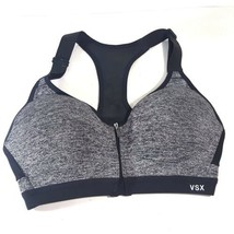 Victoria&#39;s Secret VSX Knockout Sports Bra Front Close Zip 32C Gray Racerback - £11.33 GBP