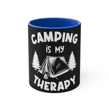 Personalized Accent Mug: Camping Therapy Illustration, Ceramic Coffee Cup, 11oz, - £16.94 GBP