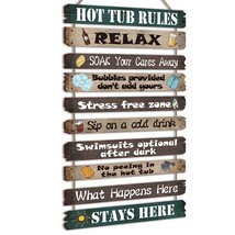 Hot Tub Rules Wood Sign Funny Hot Tub Rules Sign Bathroom Decorative Signs Outdo - £23.50 GBP