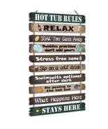 Hot Tub Rules Wood Sign Funny Hot Tub Rules Sign Bathroom Decorative Sig... - £23.90 GBP