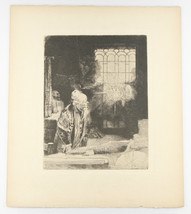 &quot; Faust IN il Suo Studio &quot; Da Rembrandt Reinnesco Acquaforte Su Carta Di - £795.84 GBP