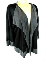 Natori womens Medium 3/4 sleeve black gray OPEN front cardigan jacket (R)PM - $10.68