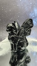Black Obsidian Winged Angel Cat, Pet Memorial, Pet Loss Gift, Gemstone Carving  - £31.13 GBP