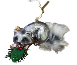 Katherines Collection Raccoon Christmas Ornament with Furry Tail Glass - £10.13 GBP