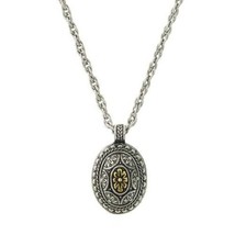 1928 Jewelry Co 1928 Silver-tone and Brass Oval Pendant Necklace 47495 - £21.95 GBP