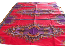 Red Dashiki Super Java Angelina Gold African Print Fabric 111 x 45 in 15... - £30.56 GBP