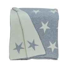 Gray And White Stars Knitted Throw Blanket - £46.37 GBP