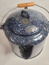Graniteware Enamel Coffee Pot Large with Wooden Handle on Wire Bail image 3