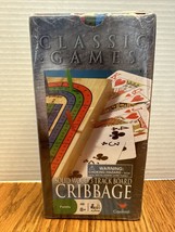 Cardinal Solid Wood 3-Track Cribbage Set Folding Board Cards &amp; Pegs NEW ... - $15.00