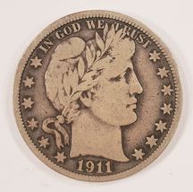 1911 50C Barber Half Dollar in Fine Condition, All Natural Color - $74.24