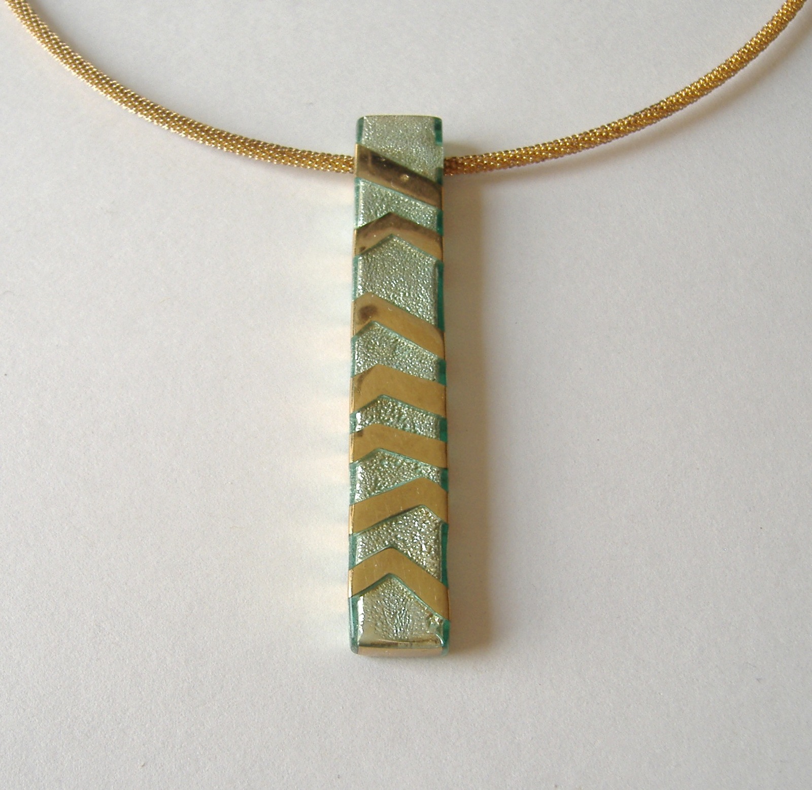 Primary image for Aqua Blue Gold Resin Pendant Contemporary Handcrafted Neckwire Necklace