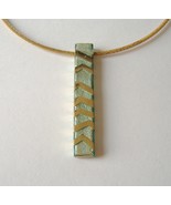 Aqua Blue Gold Resin Pendant Contemporary Handcrafted Neckwire Necklace - $145.00