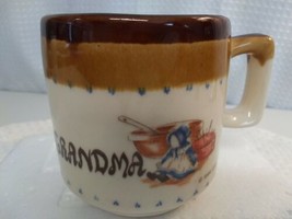 Vintage 1986 OTC GRANDNA Mug Cup Brown Stoneware with Rag Doll 12oz EUC  - £9.56 GBP