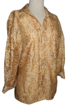 Ruby Rd. Women&#39;s Size 14 Animal Print Blouse Top Sheer Beige Brown Button Front - £11.72 GBP