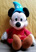 Mickey Mouse Fantasia Sorcerer Magic Wizard Disney Plush Doll Bean Bag 11&quot; + Hat - £10.18 GBP
