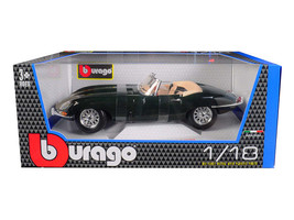 1961 Jaguar E Type Convertible Green 1/18 Diecast Model Car by Bburago - $54.15
