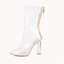 Women Boots Transparency Crude Heel Pointed Toe Shoes After The Zipper Over-knee - £173.97 GBP