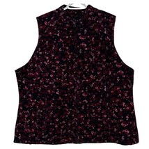 Basic Editions Blue Red Pink Floral Corduroy Quilted Side Pockets Vest S... - $34.07 CAD