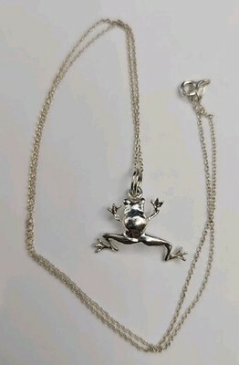 Sterling Silver 925 Tree Frog Pendant 17&quot; Necklace 2.95g - $12.99
