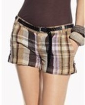 New JOIE WOMEN&#39;S PLAID LITTLE THOUGHTS SHORTS 12 BROWN  - £120.63 GBP