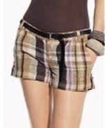 New JOIE WOMEN&#39;S PLAID LITTLE THOUGHTS SHORTS 12 BROWN  - £120.63 GBP