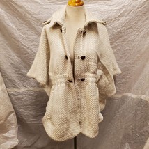 Roz &amp; Ali Women&#39;s White Poncho Coat with Buttons, Size M - £35.55 GBP