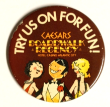 Caesars Boardwalk Regency Hotel Casino Button Pinback Pin Atlantic City NJ 1970s - £5.97 GBP